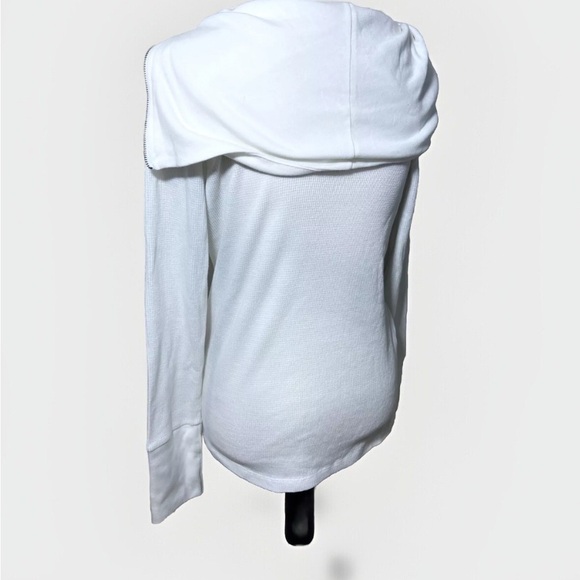 Tommy Hilfiger White Long Sleeve Top size M Zip Cowl Neck Winter Thermal Shirt - Picture 6 of 8